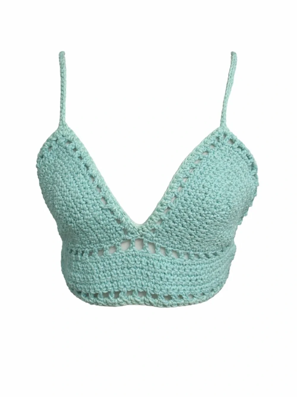 Crochet Bralette in Mint Green Blue Boho Cotton Delicate Crochet Camisole